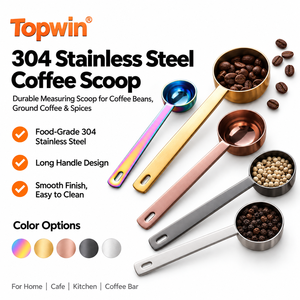 304 Stainless Steel Custom logo Gold Protein Powder Measuring Spoon Tablespoon Scoop 5ml to 30ml Mini Coffee Scoop Spoon - Product Image 1