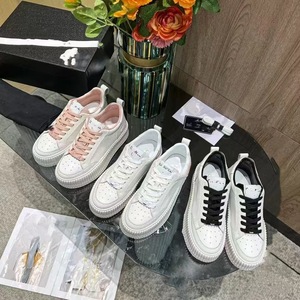 Women's <b>Height</b> <b>Increasing</b> Cowhide Casual Lace-up <b>Shoes</b> Mesh Lining Rubber Outsole White Leather Platform Trainers for Streetwear - Product Image 1