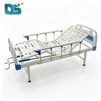 Cama de Hospital Manual Ajustable de Acero con 2 Funciones, Manivelas Cromadas, 5 Rieles Laterales de Aleación de Aluminio y Cabecera/Pieza Inferior de ABS