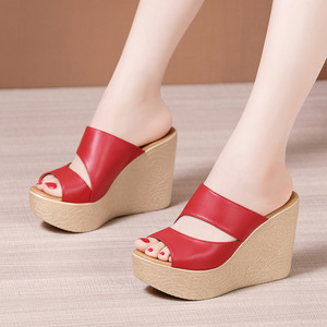 Sh12428a nueva tendencia 11cm cuñas sandalias tacones moda 2025 verano mujeres zapatillas Sandalias - Product Image 3