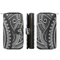 Portefeuille long en cuir PU pour fournisseur de dropshipping, imprimé sur demande, motif tribal polynésien Elei personnalisé, portefeuille multifonctionnel