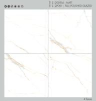 Carreaux de sol en porcelaine imitation marbre blanc veiné or de Foshan, 1200x1200, carreaux émaillés polis pour sol et mur de salle de bain