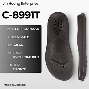 Jin Hoong <b>Men's</b> C-8991T Bronze PVC Flip-Flop Outsole Lightweight Comfortable Integrated Footbed/Insole Anti-Slip Durable <b>Water</b> - Product Image 1