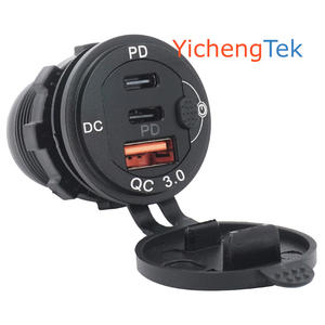 Cargador de Pared con Carcasa de Aluminio, Interruptor Integrado, 3 Puertos, 63W, 12V 24V, Carga Rápida, Doble USB C PD QC3.0 - Product Image 2