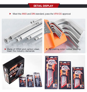 Jeu de clés Allen hexagonales en acier inoxydable Disen Torx Star 2/3/6 mm à tête carrée, 9 pièces, double extrémité, métrique, DIY, OEM - Product Image 3