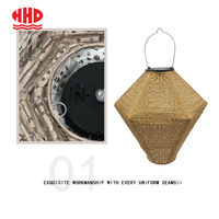 Lanterne suspendue HKH Solar Tyvek D24XH28CM, étanche, pour salon, mariage, fête, décoration, motif découpé au laser, forme diamant