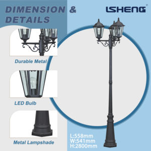 Классический уличный фонарь в европейском стиле из алюминия с дистанционным управлением, водонепроницаемый светодиодный столб для сада, винтажные садовые уличные фонари - Product Image 2