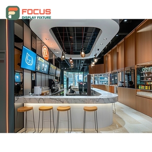 Modern Coffee Display Cabinet Glass Front Merchandise <b>Shelf</b> Matte Wood Cafe Display Cabinet - Product Image 1