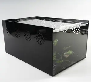 Acrylique terrarium reptile cage cages pour animaux transporteurs Coulissante Supérieure D'écran pour Reptiles Hamster Hérisson Petits Animaux
