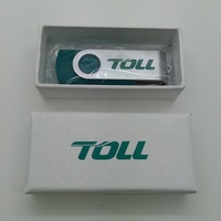 Clé USB pivotante en métal personnalisable avec logo, interfaces USB 2.0/3.0, capacités de 128 Mo à 32 Go