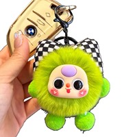 Fausse fourrure de lapin personnalisé splendide boule de charbon de dessin animé pendentif de voiture porte-clés en peluche jouet pour voiture porte-clés en peluche pendentif de sac