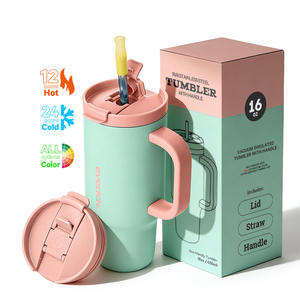 Taza de Acero Inoxidable 304 de Doble Pared con Aislamiento de 16 oz de Capacidad para Uso en Exteriores, Personalizada con Asa para <span class=keywords><strong>Agua</strong></span> - Product Image 5