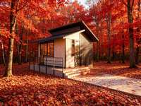 Villa modulaire de 52 m² avec toutes les commodités, adaptée à toutes les saisons, idéale pour des vacances en famille au bord du lac