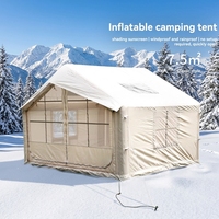 Tente de camping gonflable de luxe en tissu Oxford 7,5 m² pour 4 saisons, grande tente cabane pour le glamping en plein air, les voyages en famille et les centres de villégiature