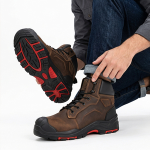 Bottes de sécurité tactiques en cuir DSF53, marron, résistantes aux chocs, avec embout en acier, pour toutes les saisons - Product Image 2