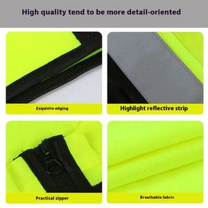 Gilet de sécurité réfléchissant de classe <span class=keywords><strong>2</strong></span> ANSI - Conforme à la norme OSHA - Vêtement de travail en coton jaune - Travaux de nuit - Travaux routiers - Équipes - Urgence - Lumineux - Product Image 5