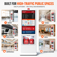 Quiosco AED con Pantalla Táctil, Señalización Digital, Gabinete para Desfibrilador, Estación de Emergencia Inteligente, Pantalla LCD HD de 55 Pulgadas para Publicidad en Centros Comerciales