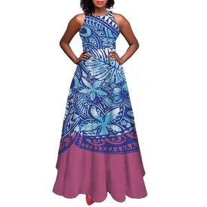 Tahitian Tapa Hibiscus Plumeria Flowers Tattoo Patterns abiti <span class=keywords><strong>da</strong></span> festa donna <span class=keywords><strong>sera</strong></span> senza maniche estate Casual a-line abiti lunghi - Product Image 4