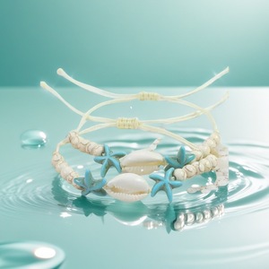 Starfish Shell Woven Bracelet Unisex <b>Beach</b> Jewelry Summer <b>Accessory</b> Yiwu Origin YM-0560 - Product Image 3