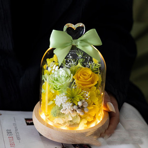 Cœur <span class=keywords><strong>de</strong></span> fleurs <span class=keywords><strong>éternel</strong></span>les préservées sous cloche en verre – Meilleure vente transfrontalière e-commerce – Cadeau souvenir Saint-Valentin et anniversaire - Product Image 4