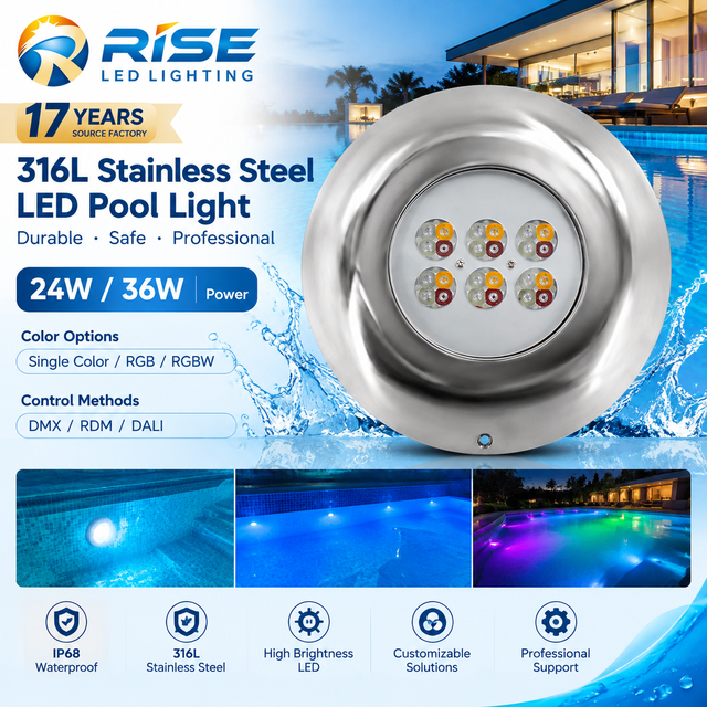 IP68 Rated Stainless Steel Submersible RGB Underwater Lighting Waterproof Smart LED Pool Lights for Outdoor Swimming Pools