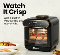 Anbolife Four à Friture Sans Huile 15L Grande Capacité Familiale avec Fenêtre Facile à Visualiser, Sans PFAS, Antiadhésif, Multifonction pour Cuisine Domestique
