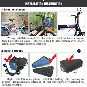 Batería Triangular Personalizada Akku 36V <span class=keywords><strong>48V</strong></span> 52V 60V 72V <span class=keywords><strong>20Ah</strong></span> 30Ah 40Ah para Bicicleta Eléctrica, Paquete <span class=keywords><strong>de</strong></span> Batería Rectangular con BMS Integrado - Product Image 6