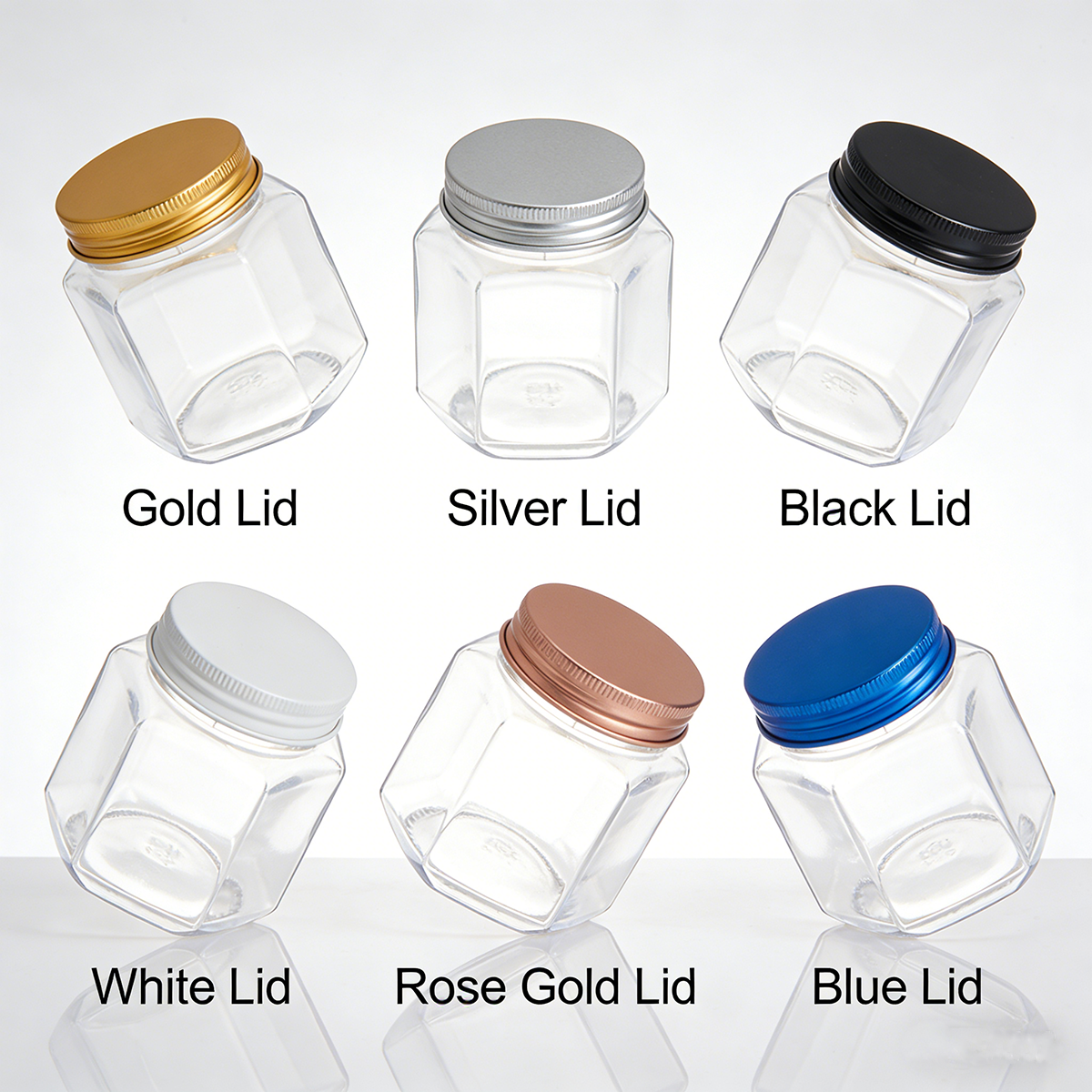 Clear with withe lid