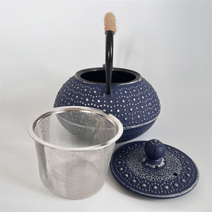 Juego de tetera de hierro fundido para el hogar con tazas de té recubiertas de esmalte, infusor y calentador para café y té - Product Image 5