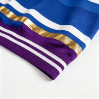 Pull en maille surdimensionné pour homme, style rétro de fraternité, épais et thermique, avec broderie et bordure rayée, col rond, décontracté