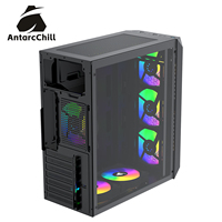Gabinete de Computadora para Juegos AntarcChill Black Mid Tower ATX, Panel Frontal de Malla, Vidrio Templado, USB 3.0, Alto Flujo de Aire, Chasis de Refrigeración