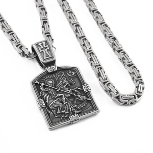 Joyería religiosa, collar de cadena de rey de acero inoxidable, collar cristiano para hombres, collar de Jorge San, joyería - Product Image 2