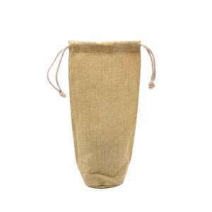 Sacs d'emballage pour bouteilles de vin en toile de jute naturelle, imitation lin, avec cordon de serrage - Product Image 6