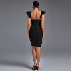 Ocstrade 새로운 디자인 프릴 슬리브 여성 미디 붕대 드레스 오픈 백 지퍼 Damen Kleidung 우아한 캐주얼 드레스 - Product Image 6