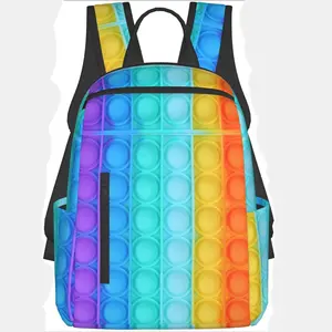 Rainbow-Pop-It 3D Print School Book Bag Girls/Boys Backpack For Teenagers Adjustable Shoulder Strap Multi-color Rainbow Circles