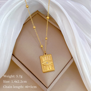 Collana con Ciondolo <span class=keywords><strong>Occhio</strong></span> del Diavolo in Zircone Placcato Oro 18K Dina, Catena Vintage Lucida Ipoallergenica in Acciaio Inossidabile - Product Image 3