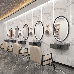2025 venta de muebles de salón barbería <span class=keywords><strong>espejo</strong></span> especial 90*90cm montaje en pared <span class=keywords><strong>espejo</strong></span> redondo de salón <span class=keywords><strong>con</strong></span> luces LED <span class=keywords><strong>espejo</strong></span> de peluquería - Product Image 5