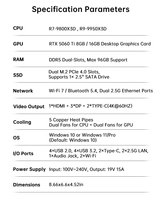 Mini PC para Juegos R7-9800X3D/R9-9950X3D RTX5060ti 16g 16 Núcleos, Máximo 96GB DDR5, Compatible con Seis Pantallas, Formato Pequeño (SFF)