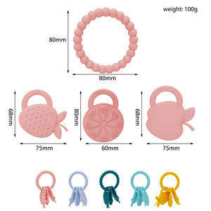 Baby <b>Silicone</b> Teething Ring Round <b>Beads</b> Food Grade Infants 0-24 Months Unisex - Product Image 2
