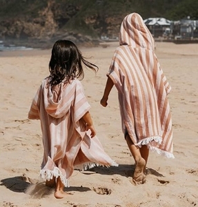 Asciugamano Poncho per <span class=keywords><strong>bambini</strong></span> caldo morbido assorbente colorato a righe in puro cotone - Product Image 6