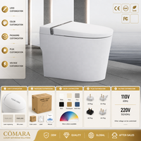 WC intelligent haut de gamme monobloc en céramique avec réservoir encastré, chasse automatique à siphon 3/6L, bidet intégré, sortie au sol et télécommande