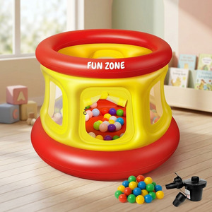 Château gonflable pour enfants Lexing LXWJ-49 avec fosse à balles, 55 balles, filet de sécurité, installation en 3 minutes, pompe à air, écologique, intérieur/extérieur - Product Image 1