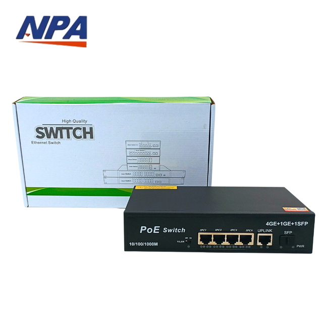 ANPA 10/100/1000Mbps POE Switch Unmanaged Gigabit 4 Port Poe Switch for CCTV Monitor IP Network