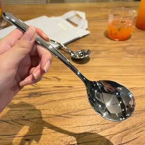 Cuillère coréenne en acier inoxydable 304, épaisse, à long manche, durable, pour soupe et riz, ustensile de cuisine domestique - Product Image 2