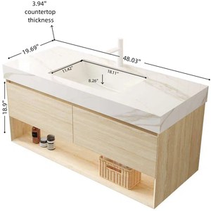 <span class=keywords><strong>FRIGGA</strong></span> Mueble de Baño con Lavabo de 48 Pulgadas, Gabinete de Almacenamiento Flotante de Madera Contrachapada, Cajones y Estante con Luz con Sensor, Lavabo de Cerámica Empotrado - Product Image 5