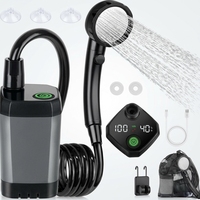 Douche de camping électrique portable 6000 mAh, pompe de douche électrique rechargeable avec affichage LED intelligent, modes de pulvérisation multiples