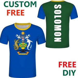 เสื้อยืดลายธงชาติหมู่เกาะโซโลมอน เสื้อยืดแขนสั้นผู้ชายสำหรับฤดูร้อน ลายตราสัญลักษณ์ฮอนิอารา เสื้อยืดออกแบบเองได้ ลายธงชาติหมู่เกาะโซโลมอน ดีไซน์เสื้อยืดท็อป - Product Image 4