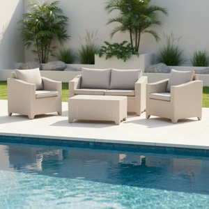 Conjunto de Sofás Seccionales de Ratán Curvos y Redondos, Ergonómicos y de Lujo, con Cojines Removibles Resistentes a la Intemperie para Jardín, Villa o Terraza - Product Image 4