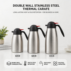 Carafe isotherme en acier inoxydable incassable avec bec de canard, 1,2L-2L, personnalisable avec logo, directement de l'usine, pour hôtels et restaurants - Product Image 1