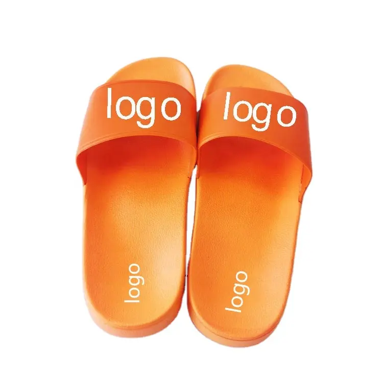 Chanclas informales de verano para la playa para hombre, sandalias deslizantes de cuero para exterior, con logotipo personalizado, de Color